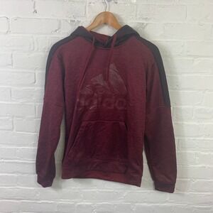 Adidas Men's Drawstring Pullover Hoodie Sweatshirt Long Sleeve Red Size Small
